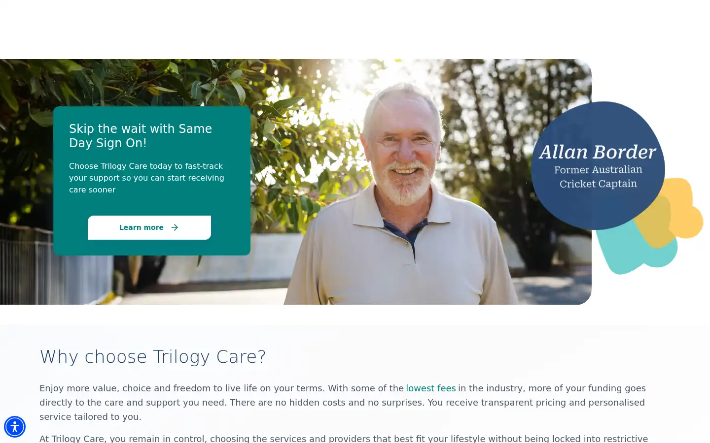 Screenshot of trilogycare.com.au