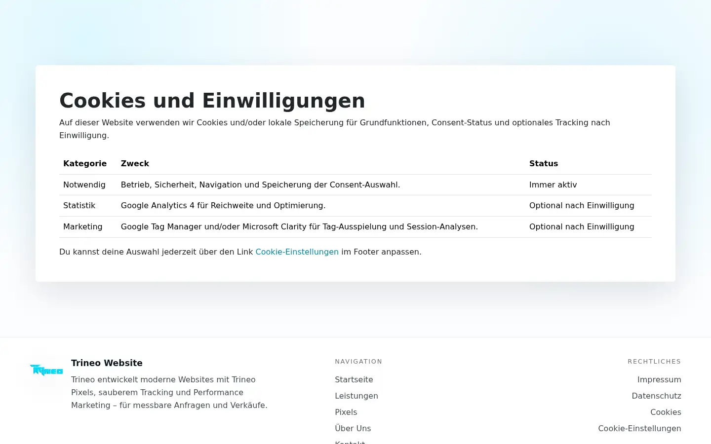 Screenshot of trineo.at