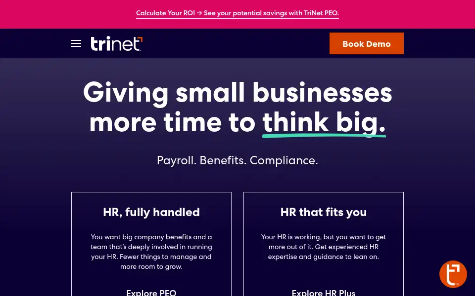 Screenshot of trinet.com