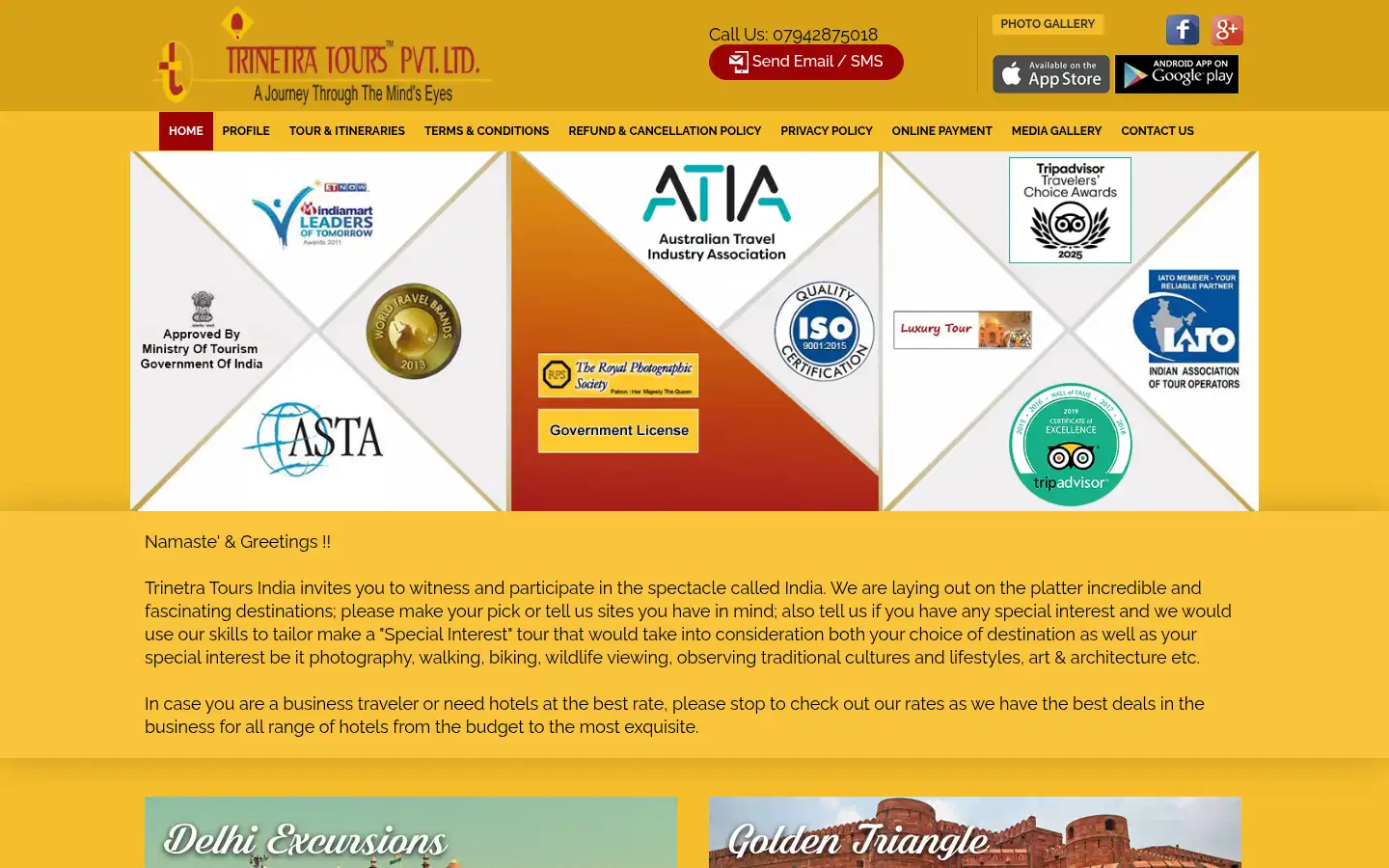 Screenshot of trinetratoursindia.com