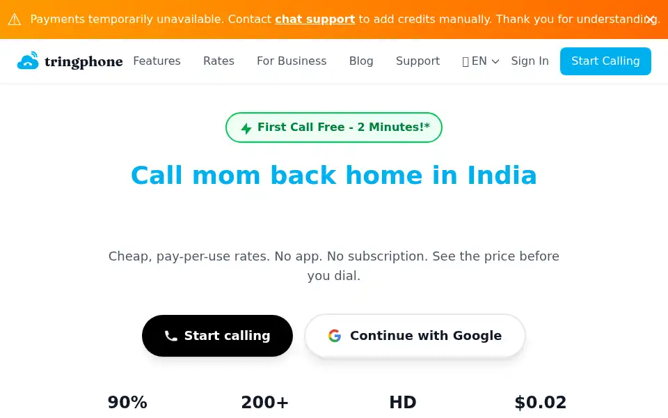 Screenshot of tringphone.com