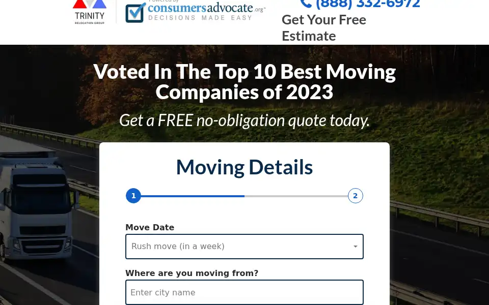 Screenshot of trinity-relocation.com