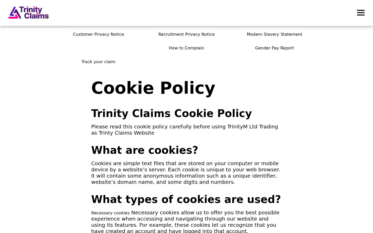 Screenshot of trinityclaims.co.uk