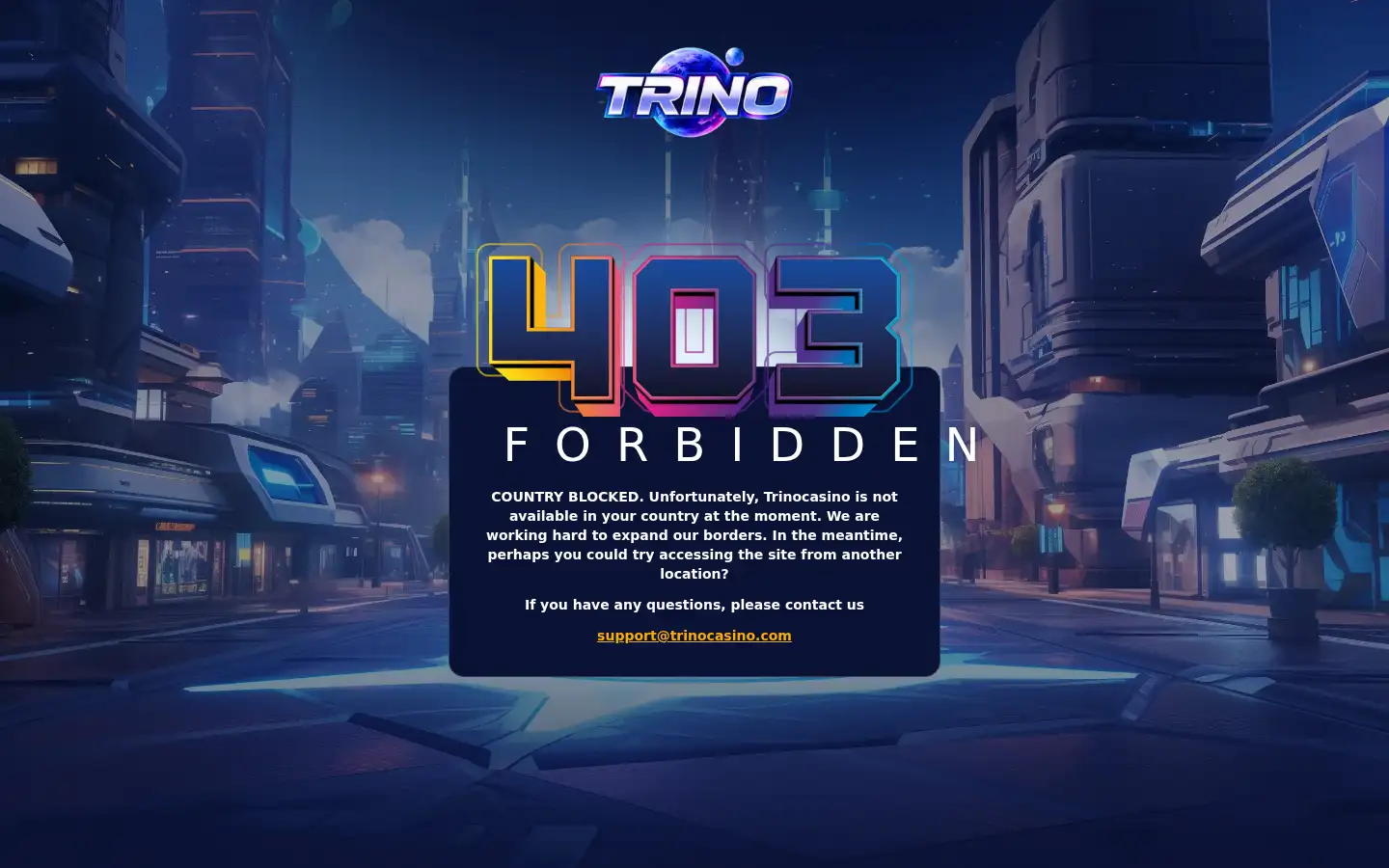 Screenshot of trinocasino.com
