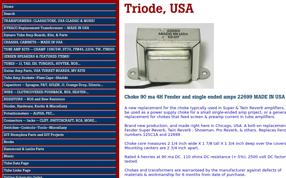 Screenshot of triodeelectronics.com