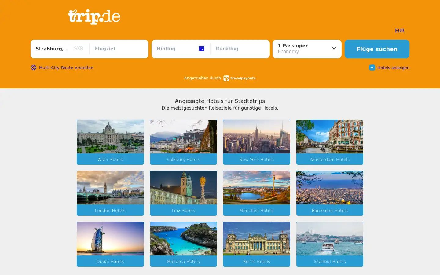 Screenshot of trip.de