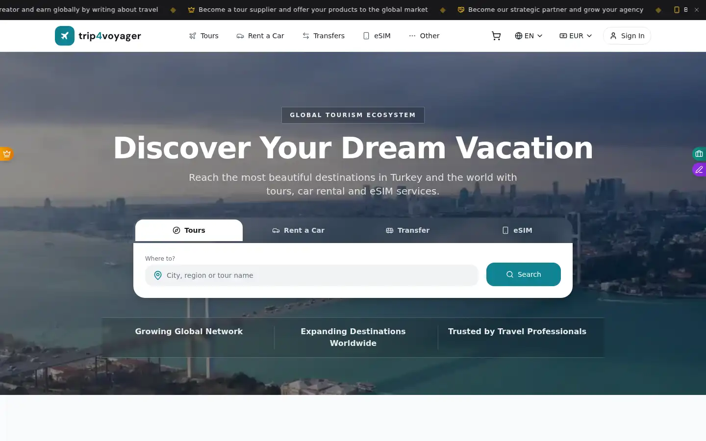 Screenshot of trip4voyager.com