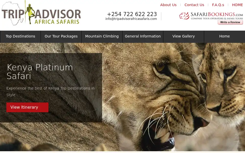 Screenshot of tripadvisorafricasafaris.com
