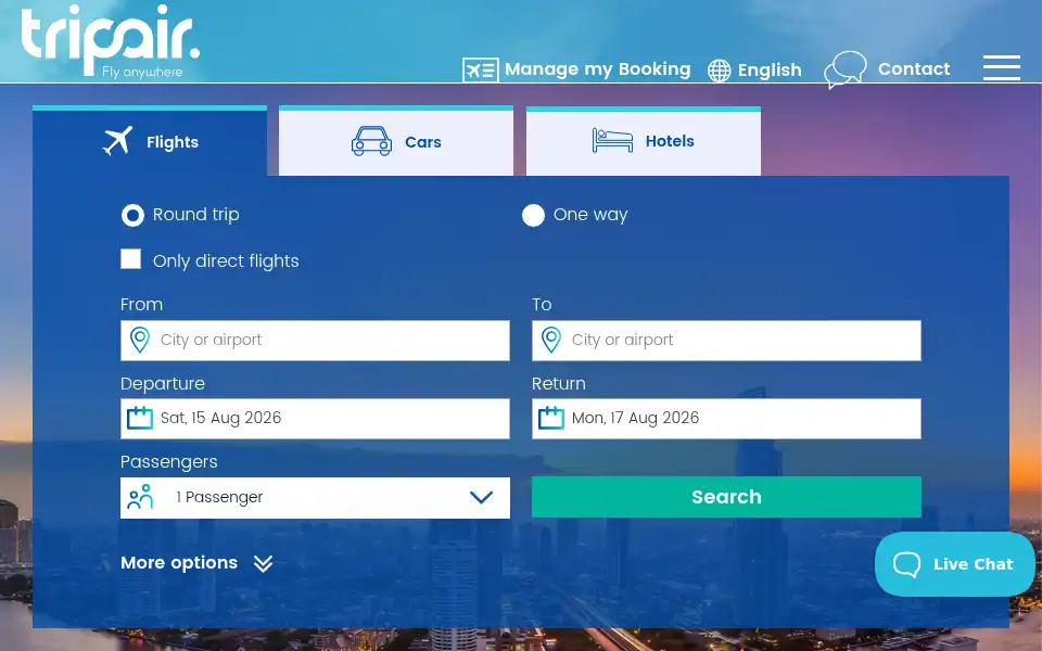 Screenshot of tripair.co.uk