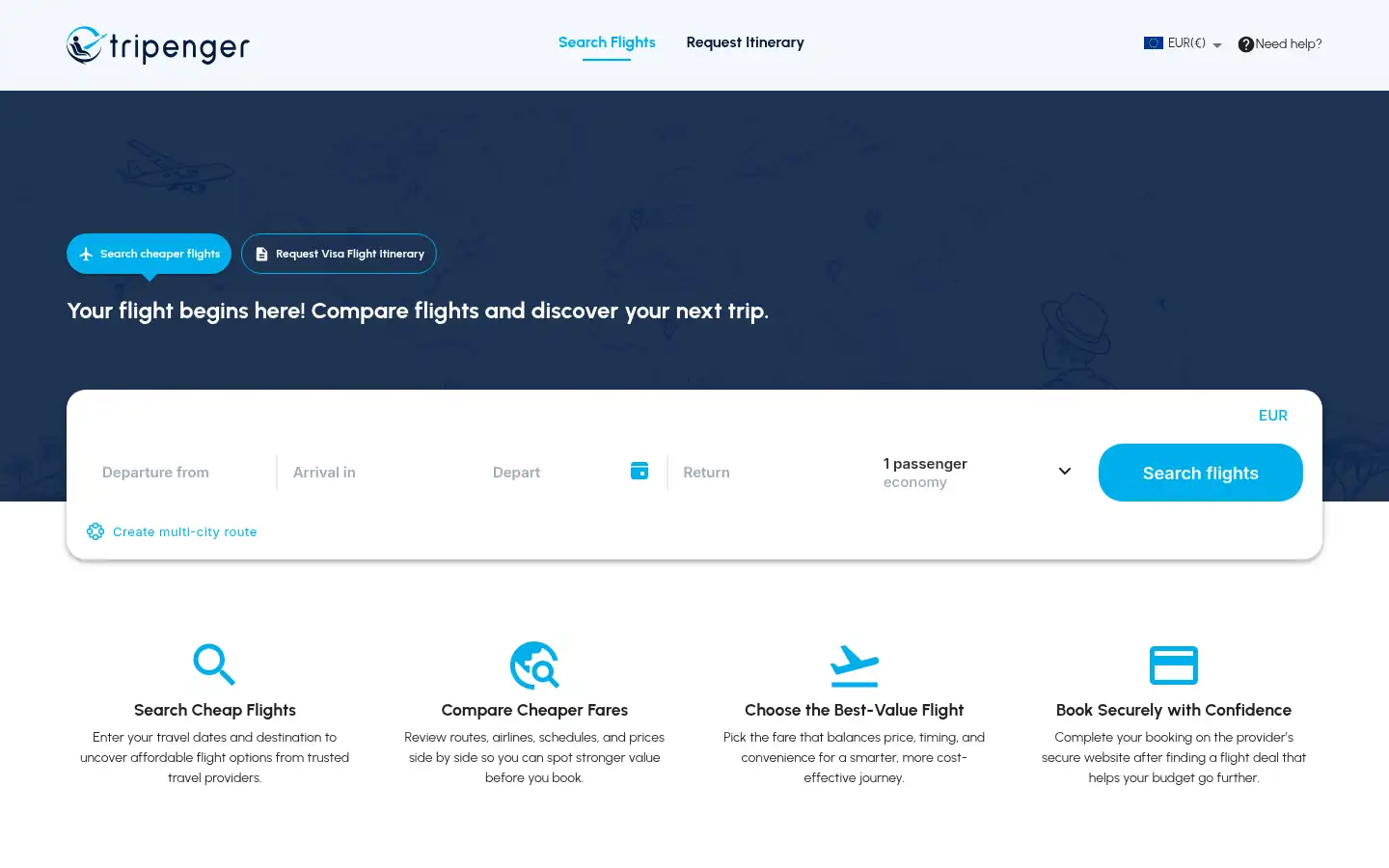 Screenshot of tripenger.com