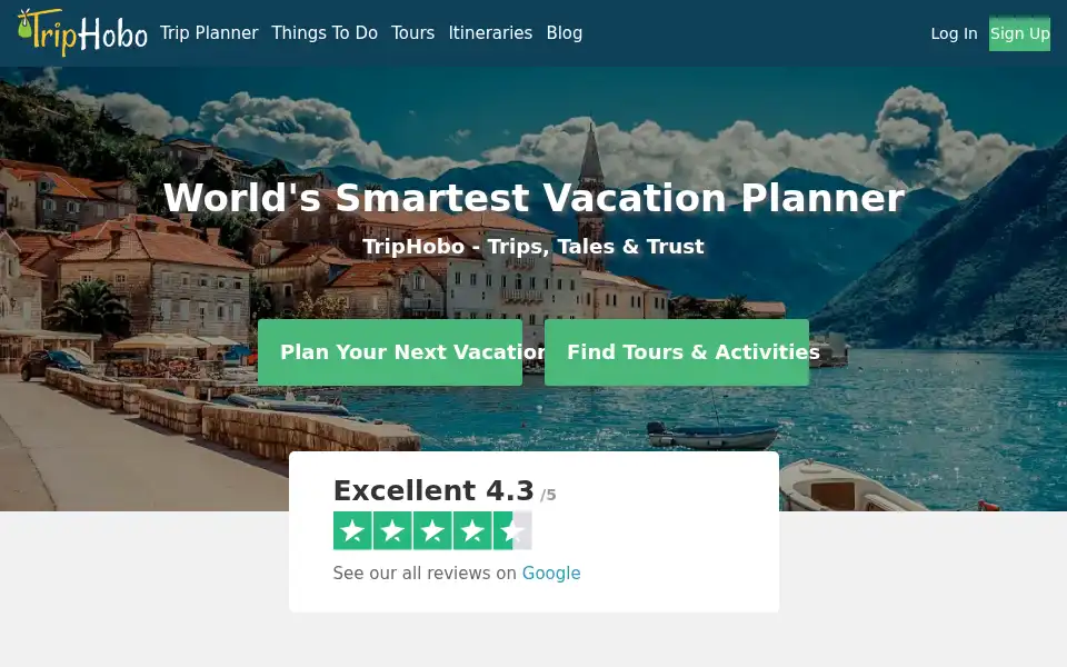 Screenshot of triphobo.com