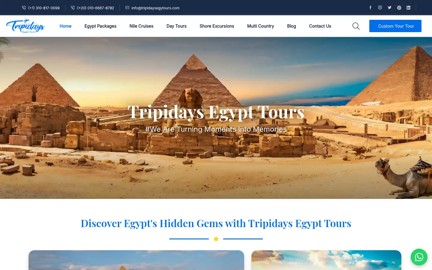 Screenshot of tripidaysegytours.com