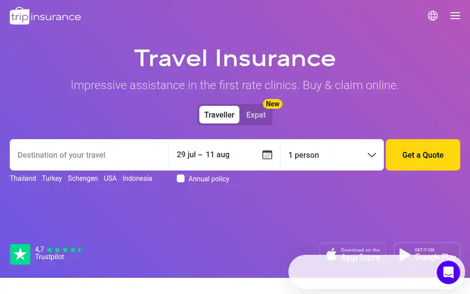 Screenshot of tripins.io