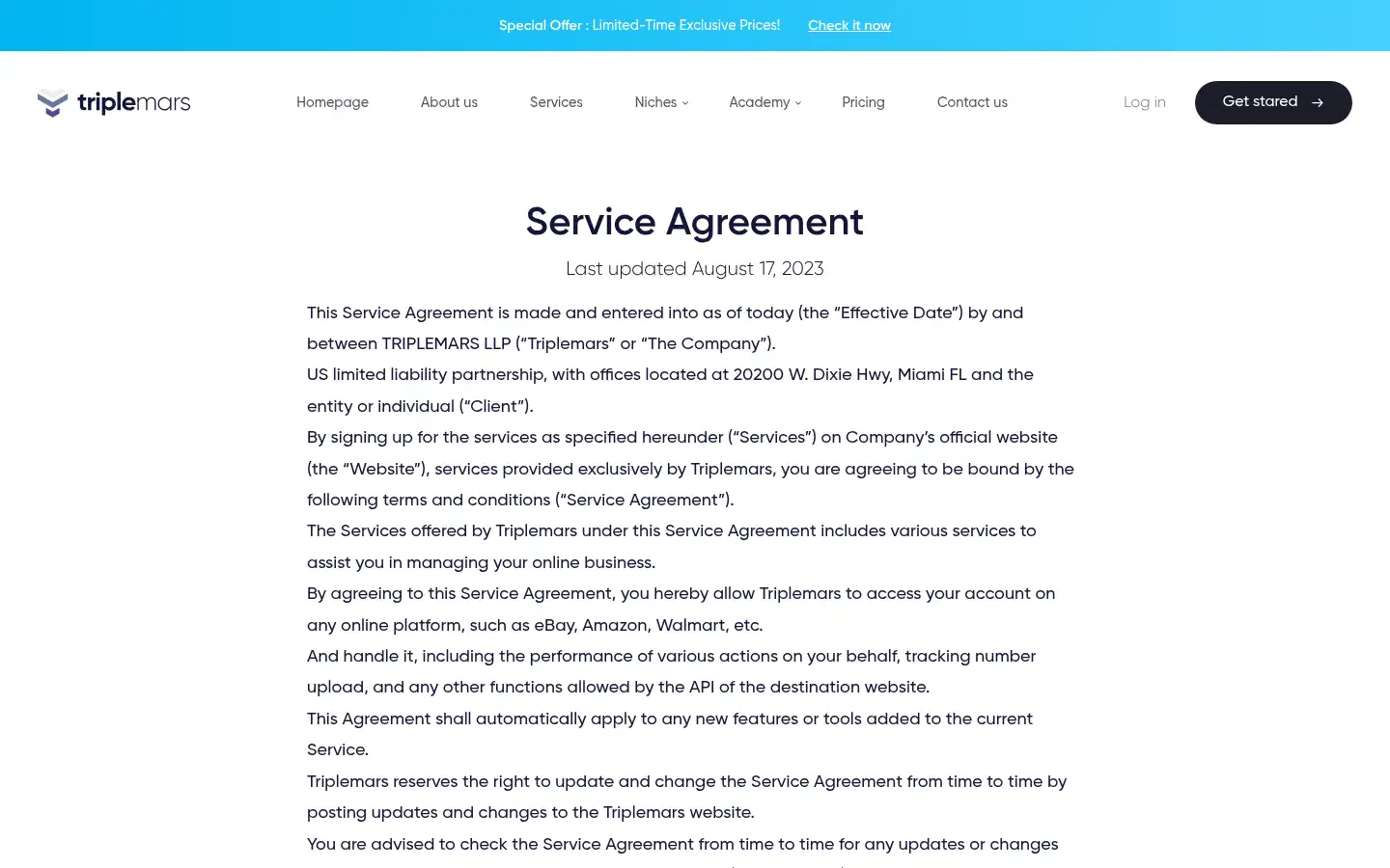 Screenshot of triplemars.com