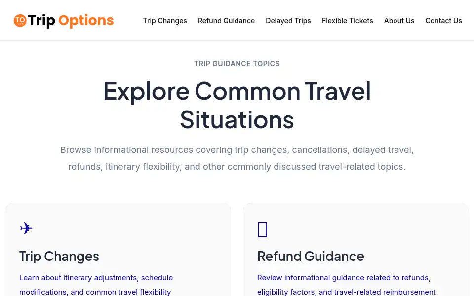 Screenshot of tripoptions.org