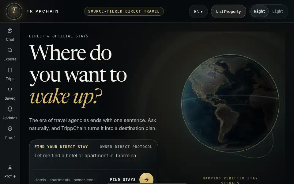 Screenshot of trippchain.com