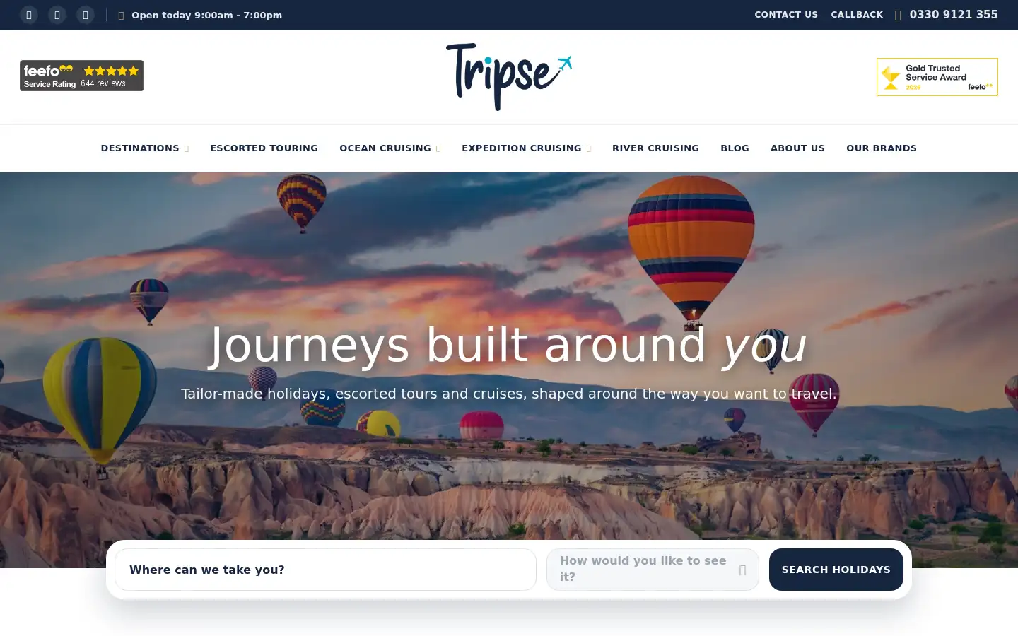 Screenshot of tripse.co.uk