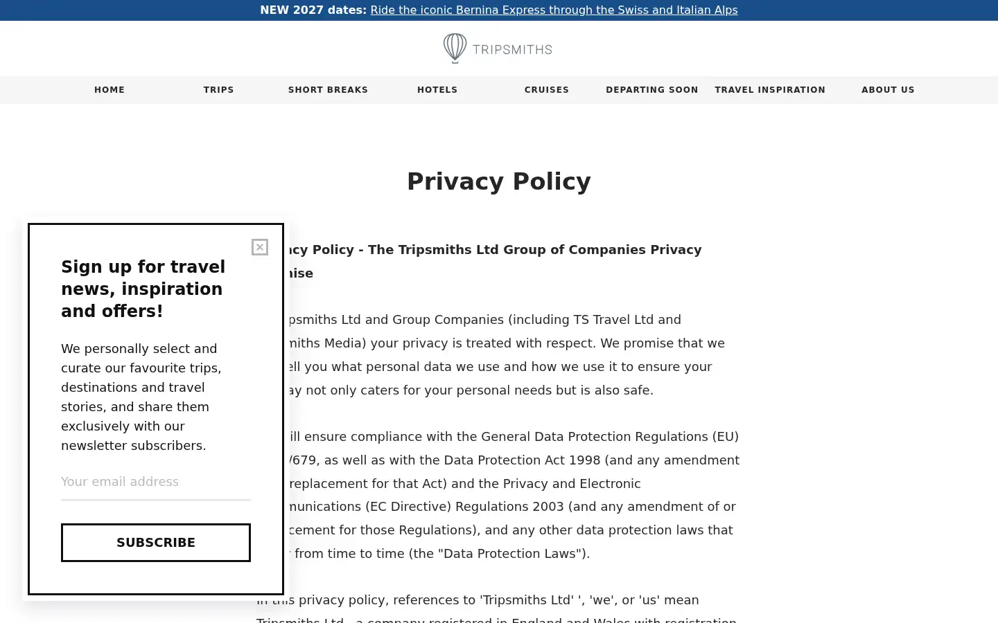 Screenshot of tripsmiths.com