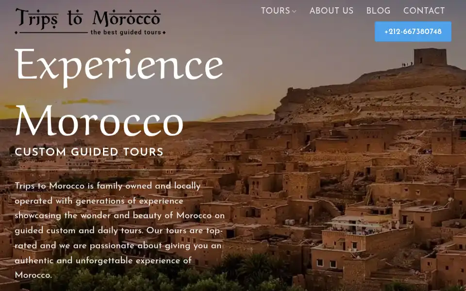 Screenshot of tripstomorocco.com