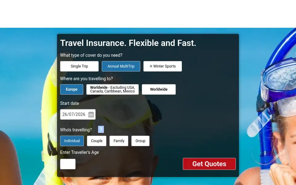 Screenshot of tripsure.co.uk