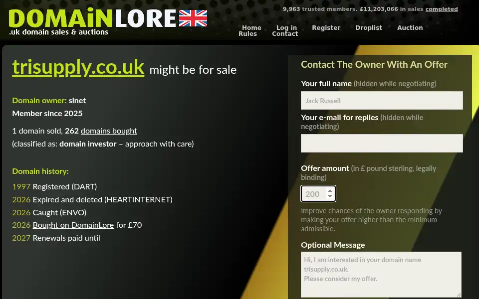Screenshot of trisupply.co.uk