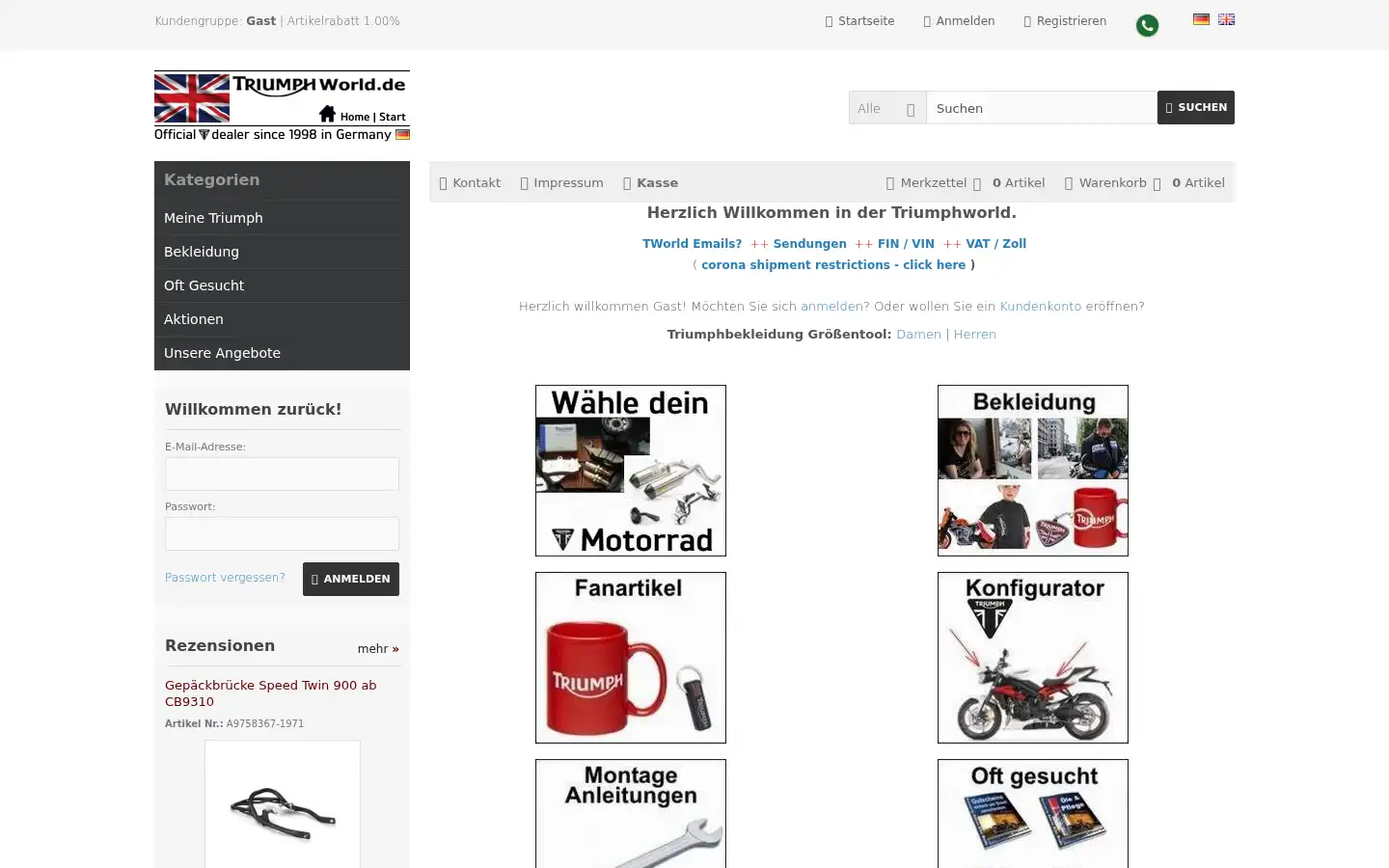 Screenshot of triumphworld.de