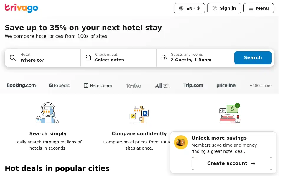 Screenshot of trivago.ca