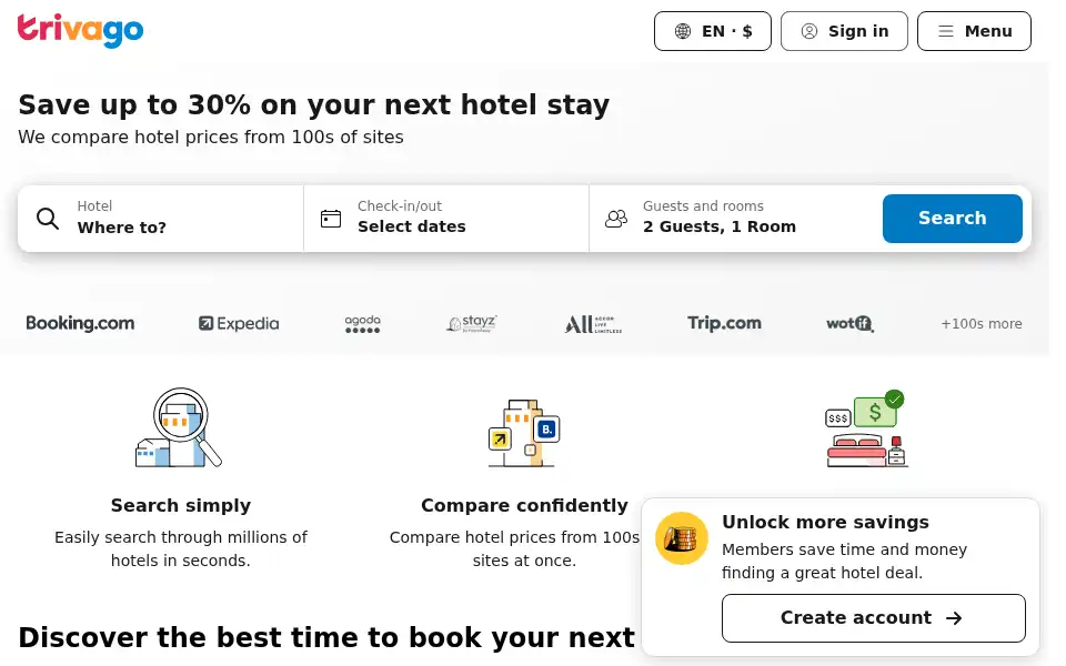 Screenshot of trivago.com.au