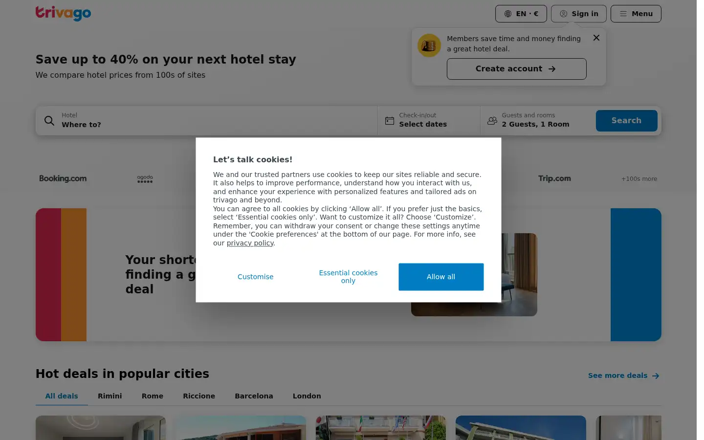 Screenshot of trivago.it