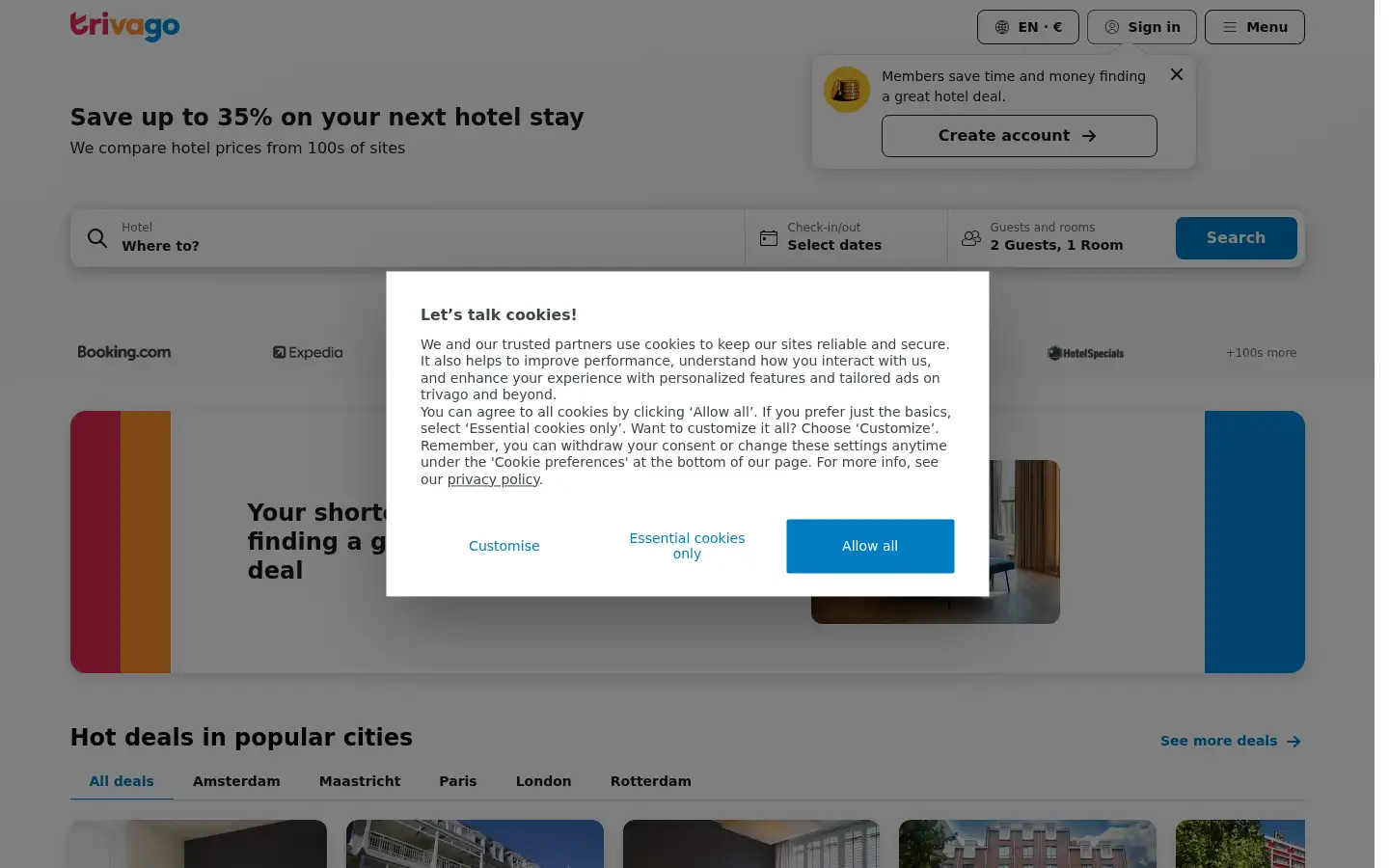 Screenshot of trivago.nl