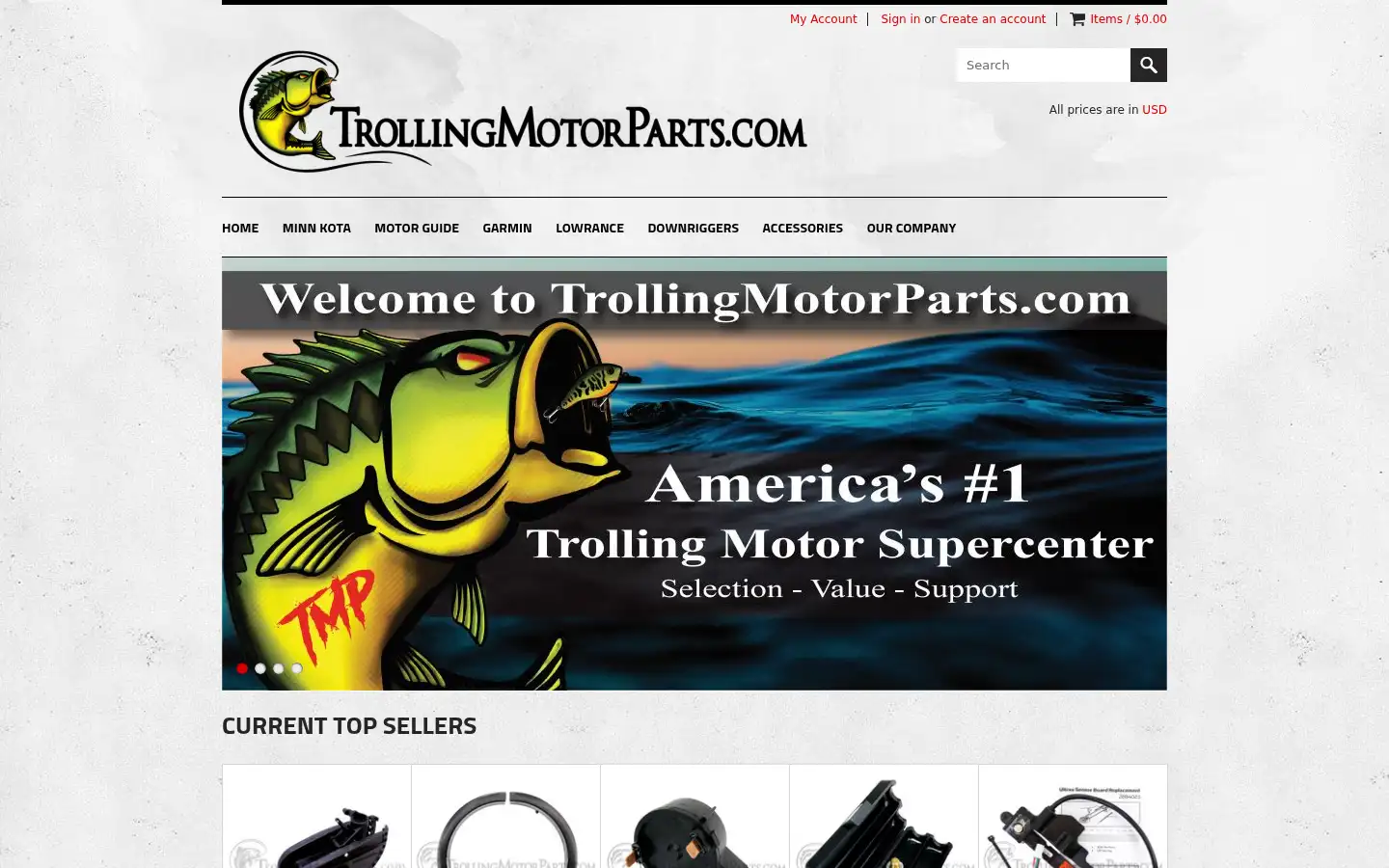 Screenshot of trollingmotorparts.com