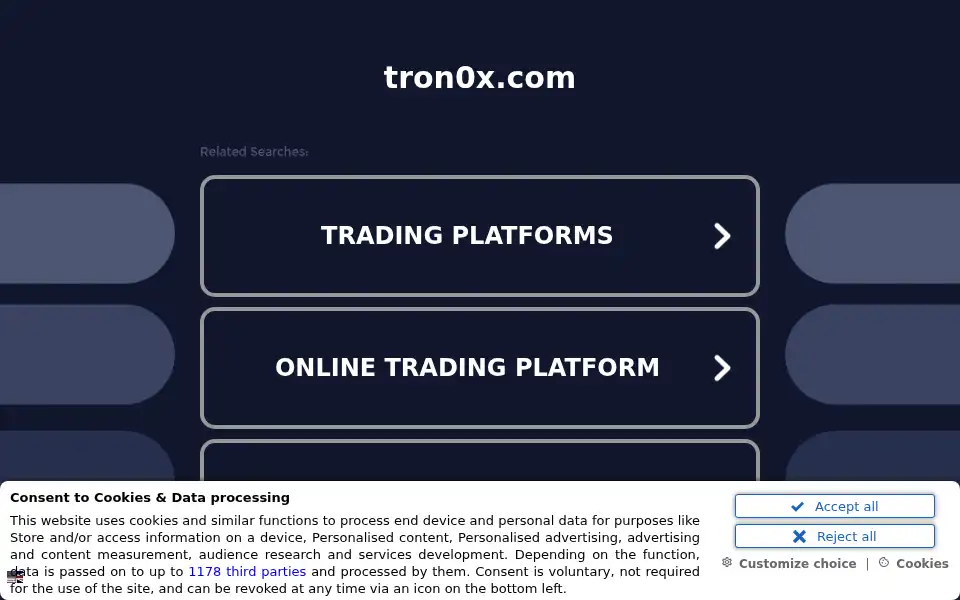 Screenshot of tron0x.com