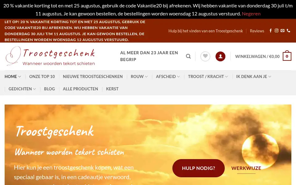 Screenshot of troostgeschenk.nl