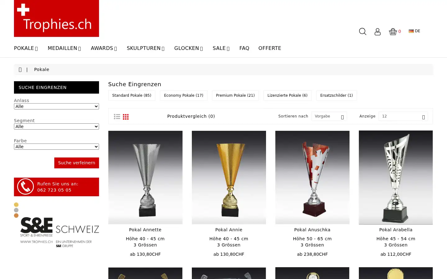 Screenshot of trophies.ch