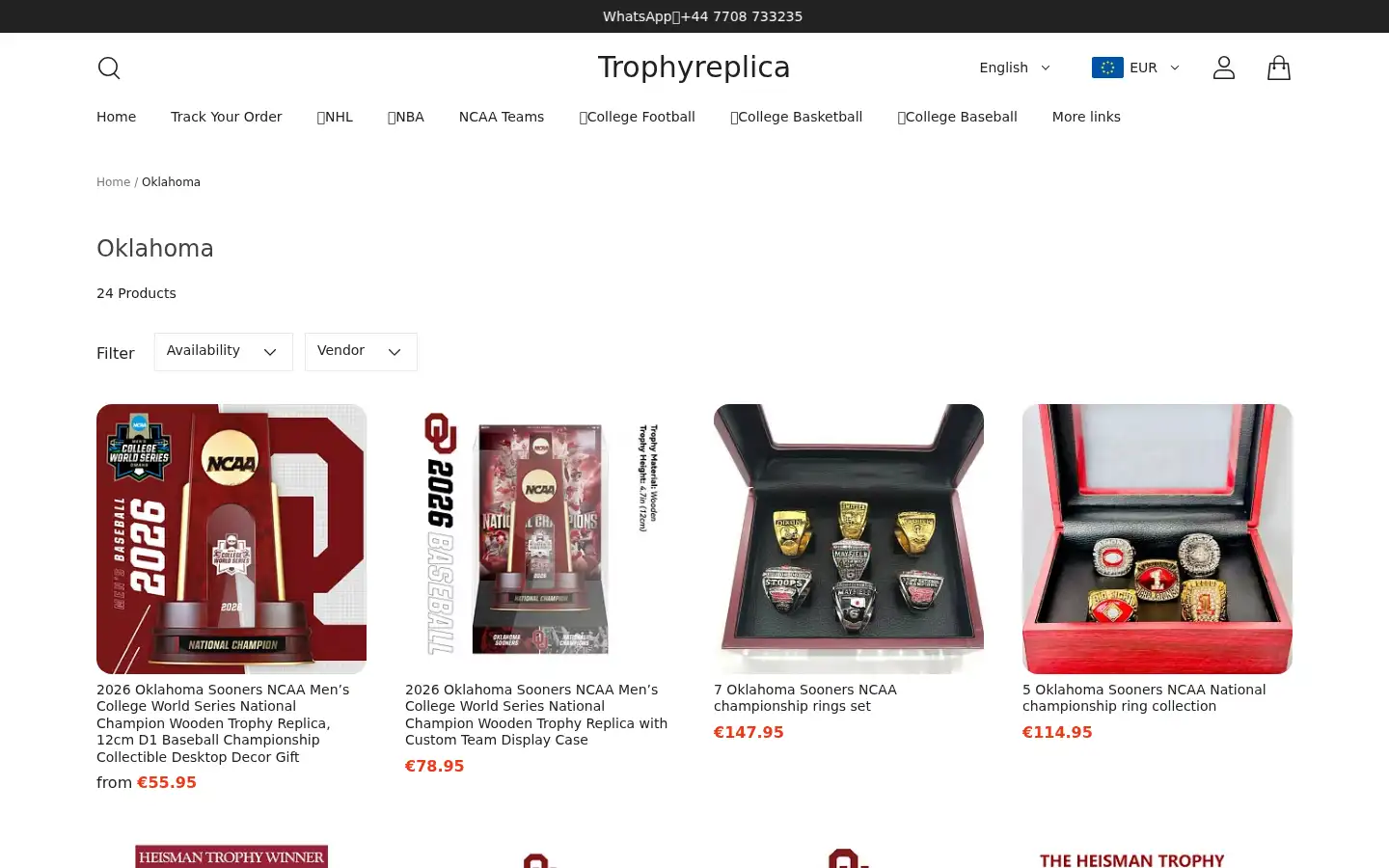 Screenshot of trophyreplica.com