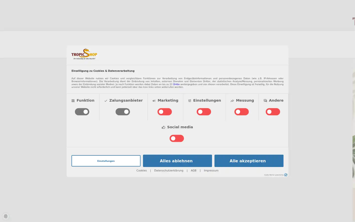 Screenshot of tropic-shop.de