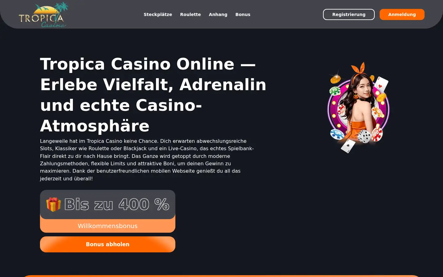 Screenshot of tropicacasino.de