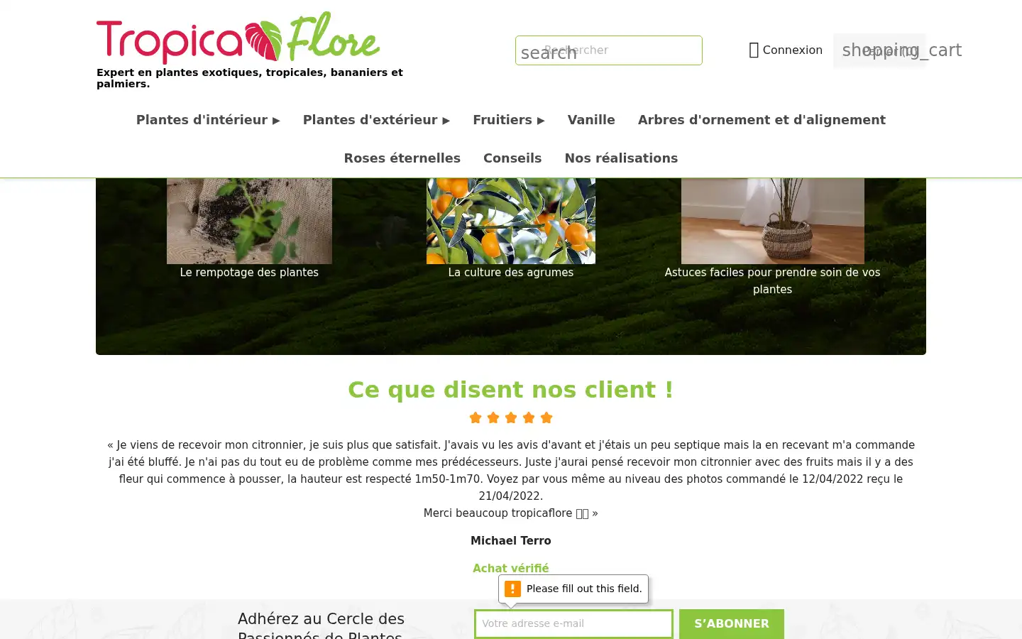 Screenshot of tropicaflore.com