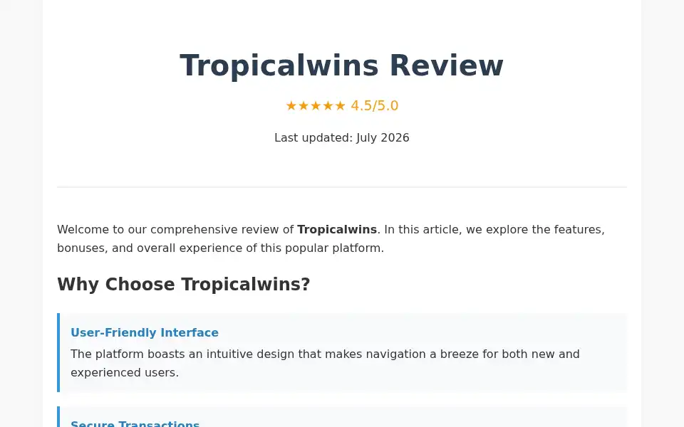 Screenshot of tropicalwins.cc