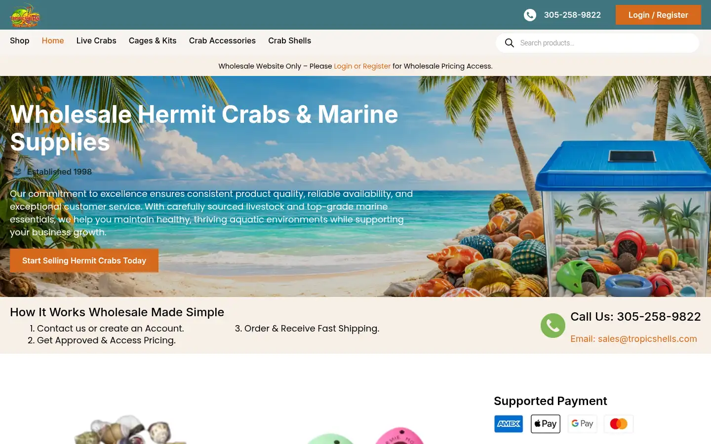 Screenshot of tropicshells.com