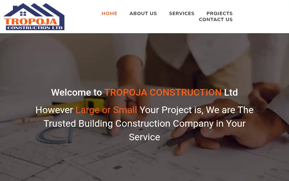 Screenshot of tropojaconstructionltd.co.uk