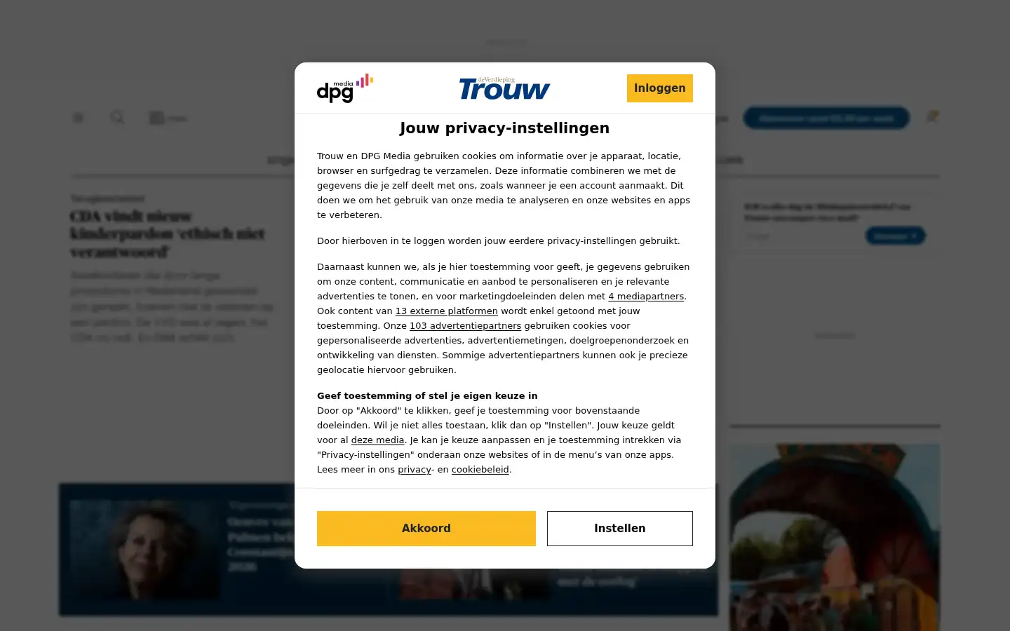 Screenshot of trouw.nl