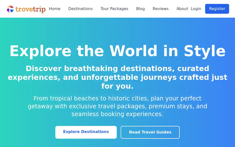 Screenshot of trovetrip.com