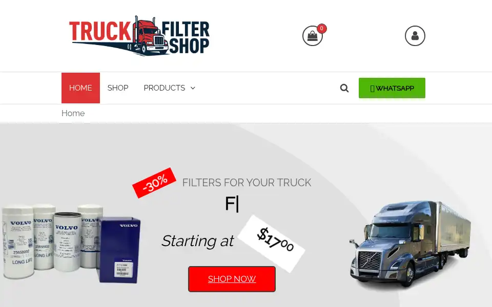 Screenshot of truckfiltershop.com