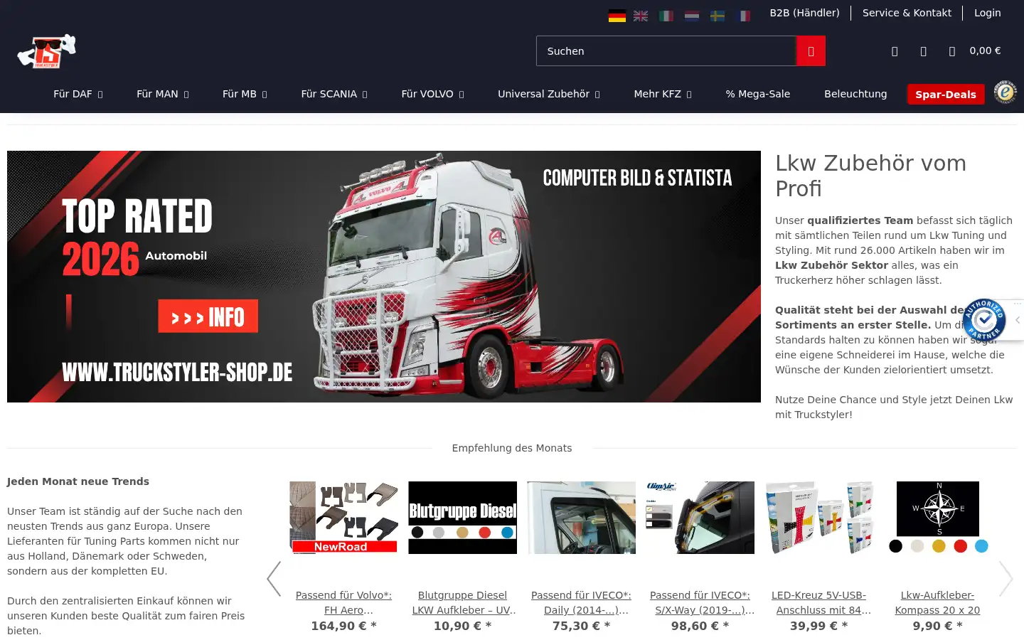 Screenshot of truckstyler-shop.de