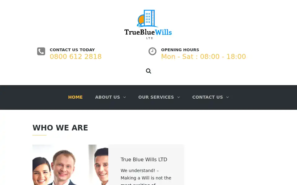 Screenshot of truebluewills.com