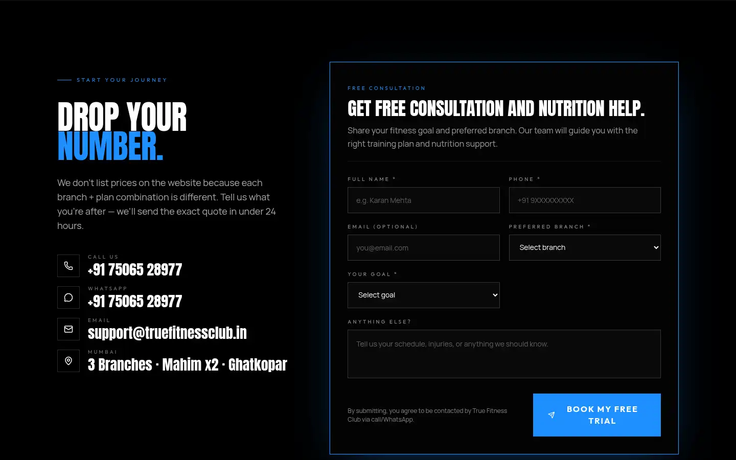 Screenshot of truefitnessclub.in