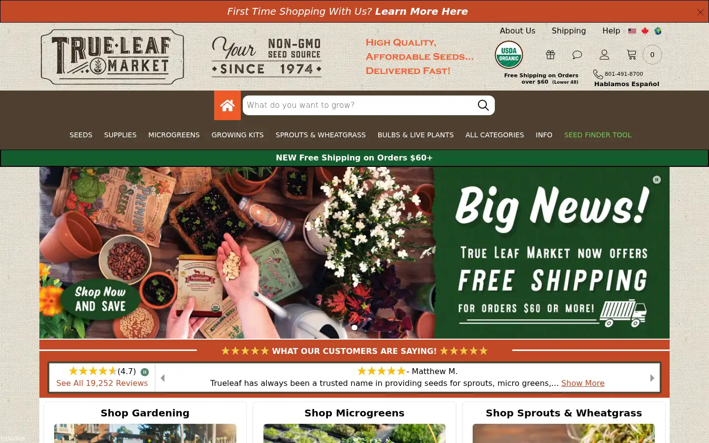 Screenshot of trueleafmarket.com