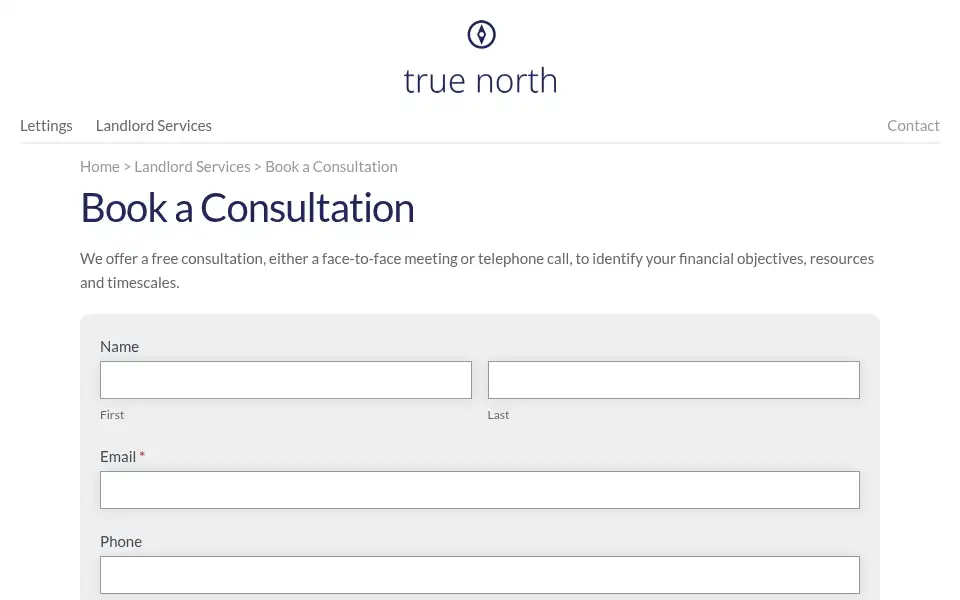 Screenshot of truenorthpropertymgmt.com