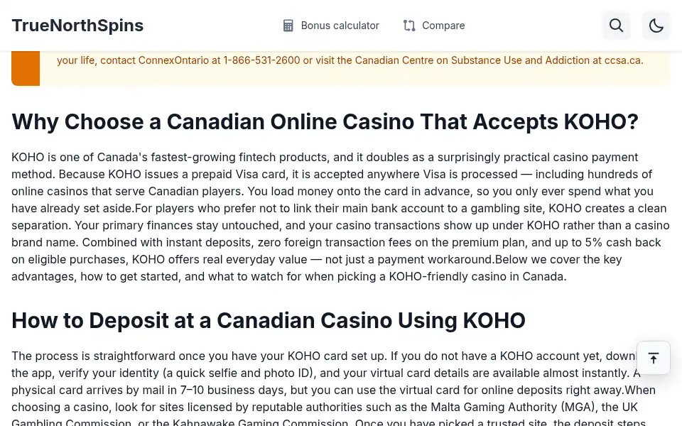 Screenshot of truenorthspins.com